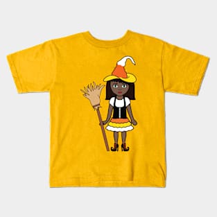 Candy Corn Witch Halloween Trick or Treat Sticker 3 Kids T-Shirt